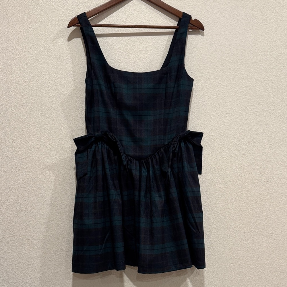 Avec Les Filles Tartan Mini Dress in Green and Black - Picture 3 of 7